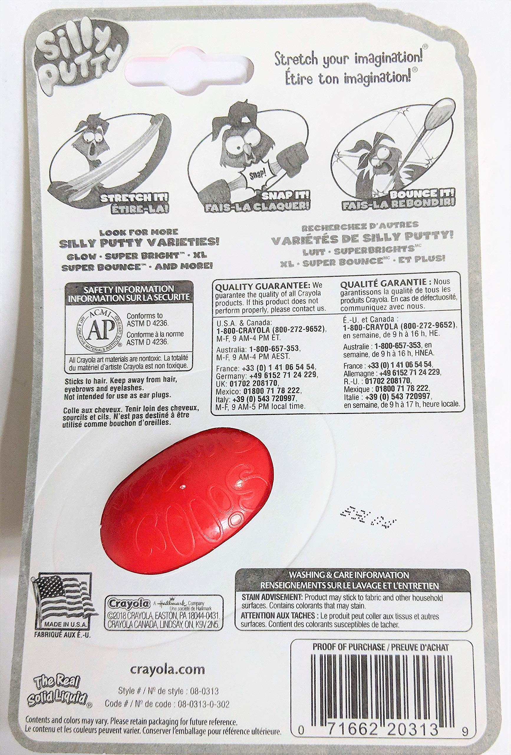 Crayola Silly Putty Original pack showing molding and stretching for imaginative play