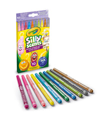 Crayola Silly Scents markers set with 10 fragrant, washable markers for kids' art.
