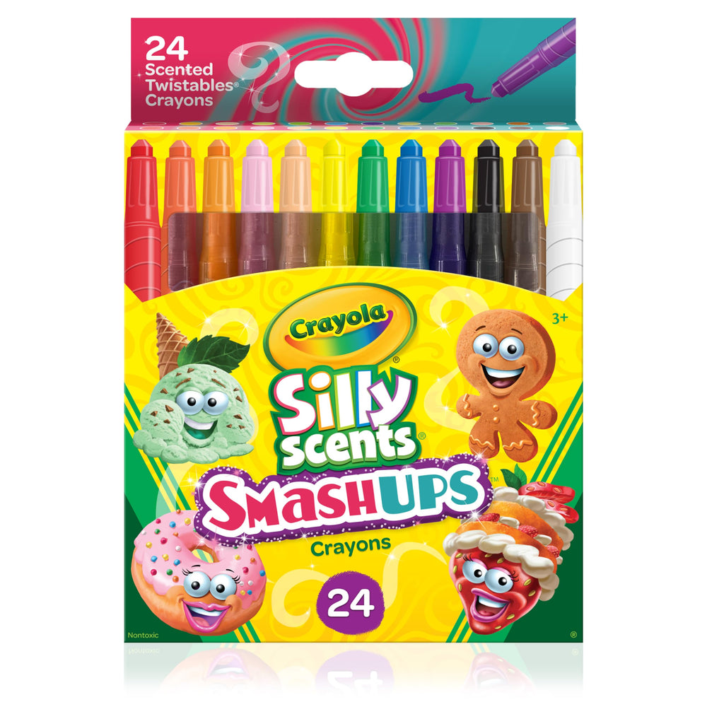Crayola Silly Scents Smash Ups box for kids' coloring sessions.