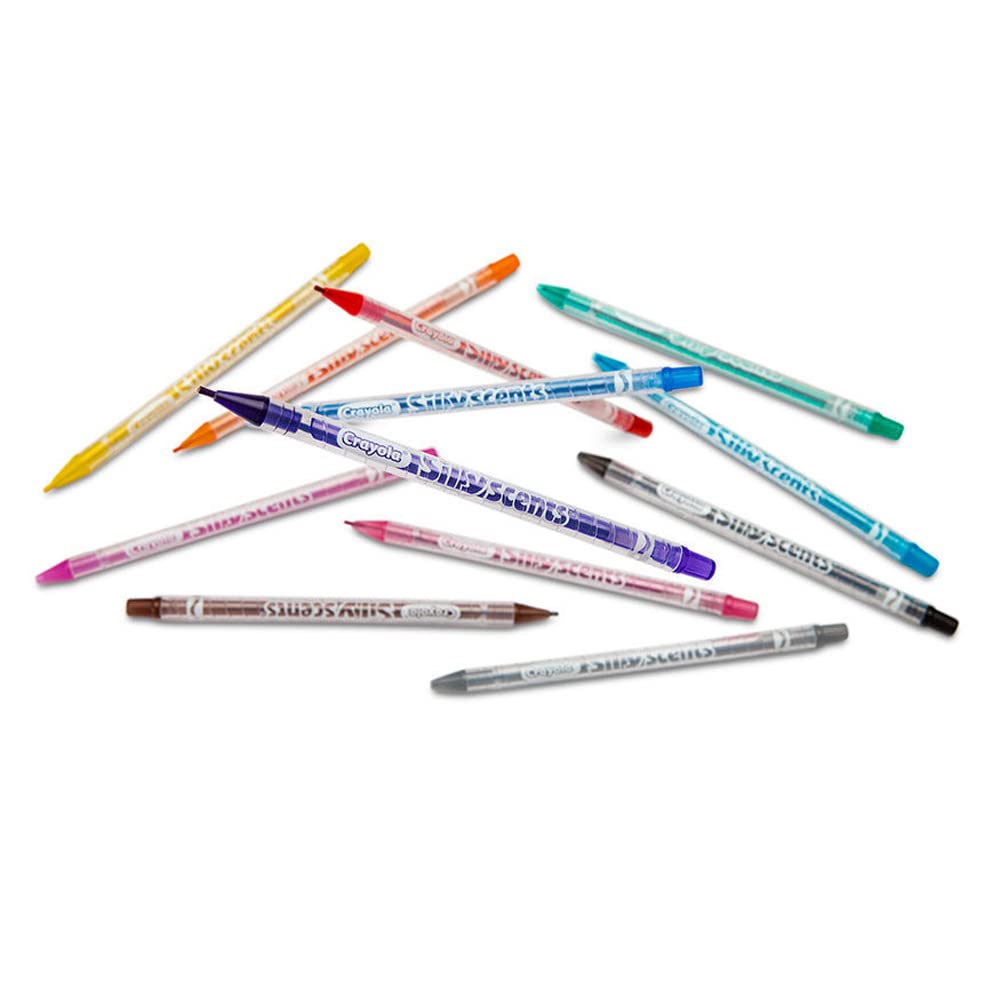 Close-up of Crayola Silly Scents Twistables showing vibrant color and scent.