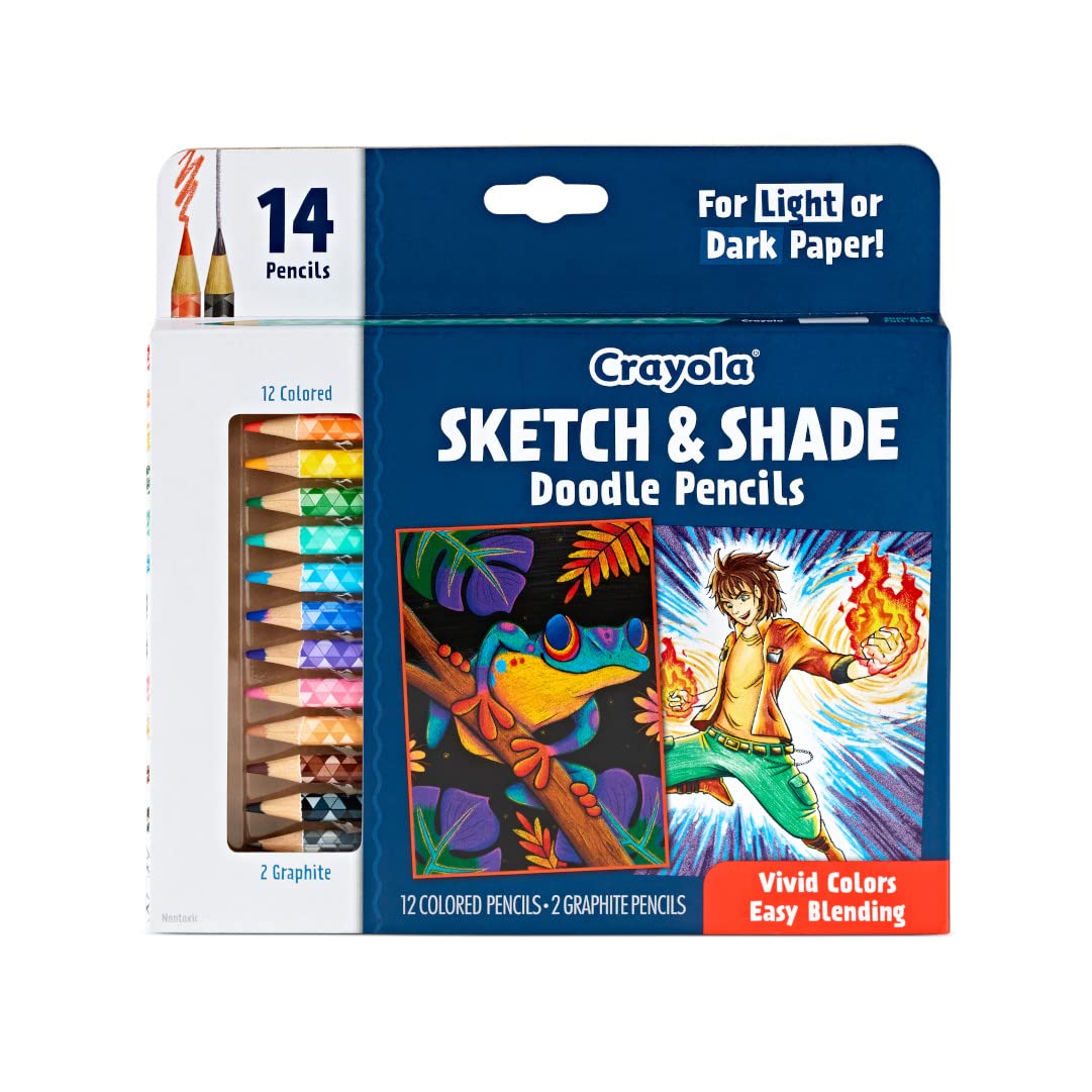 Crayola Sketch and Shade 12-color pencil set for vibrant doodling on light paper