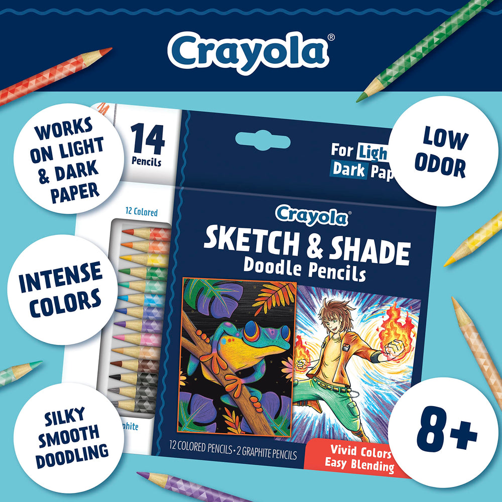 Crayola gel-core pencils provide smooth, blendable color on light and dark paper