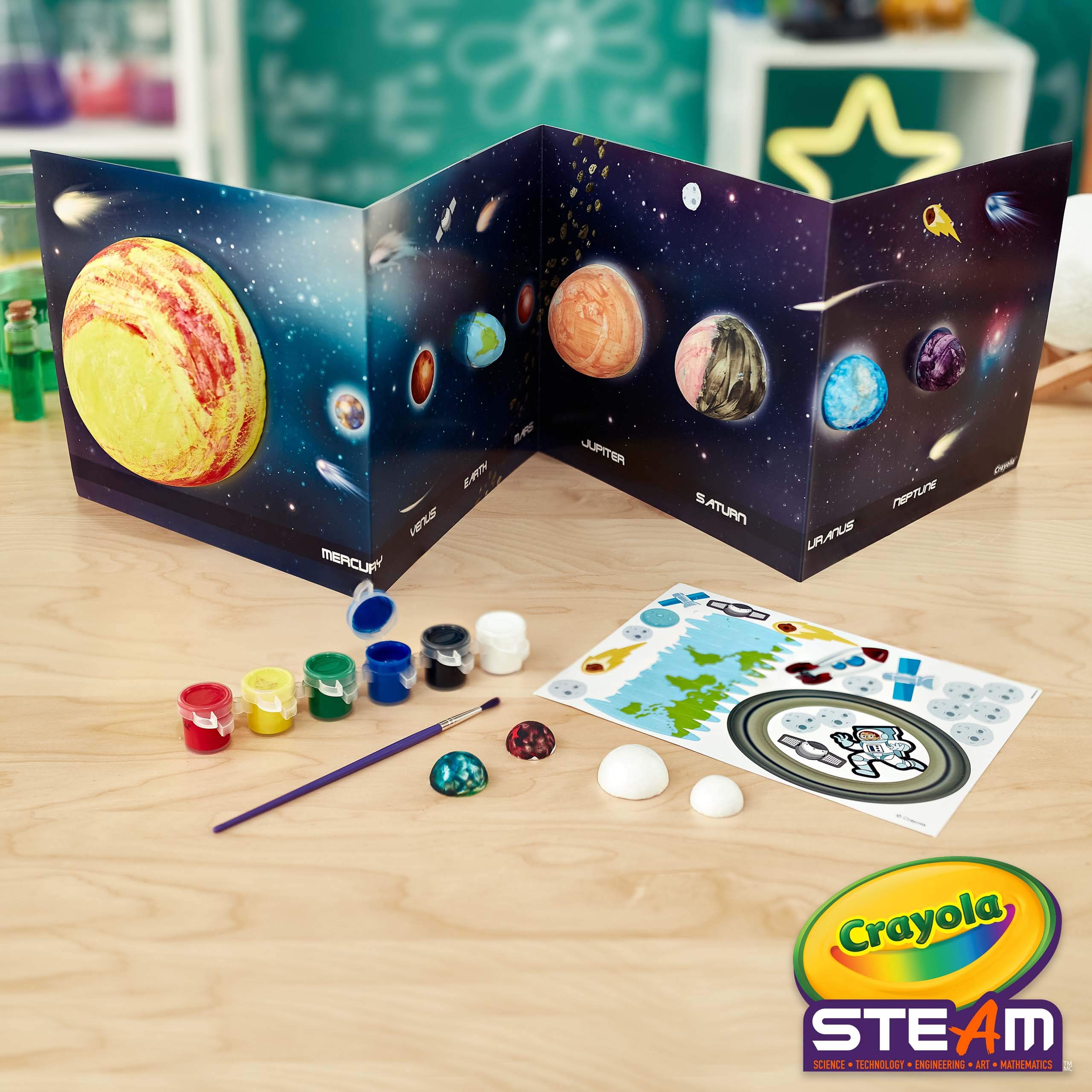 Crayola paint brush for smooth, even planet coloring