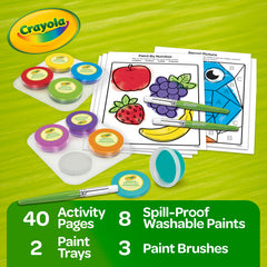 Crayola spill proof paint set includes 3 kid-friendly brushes for easy grips
