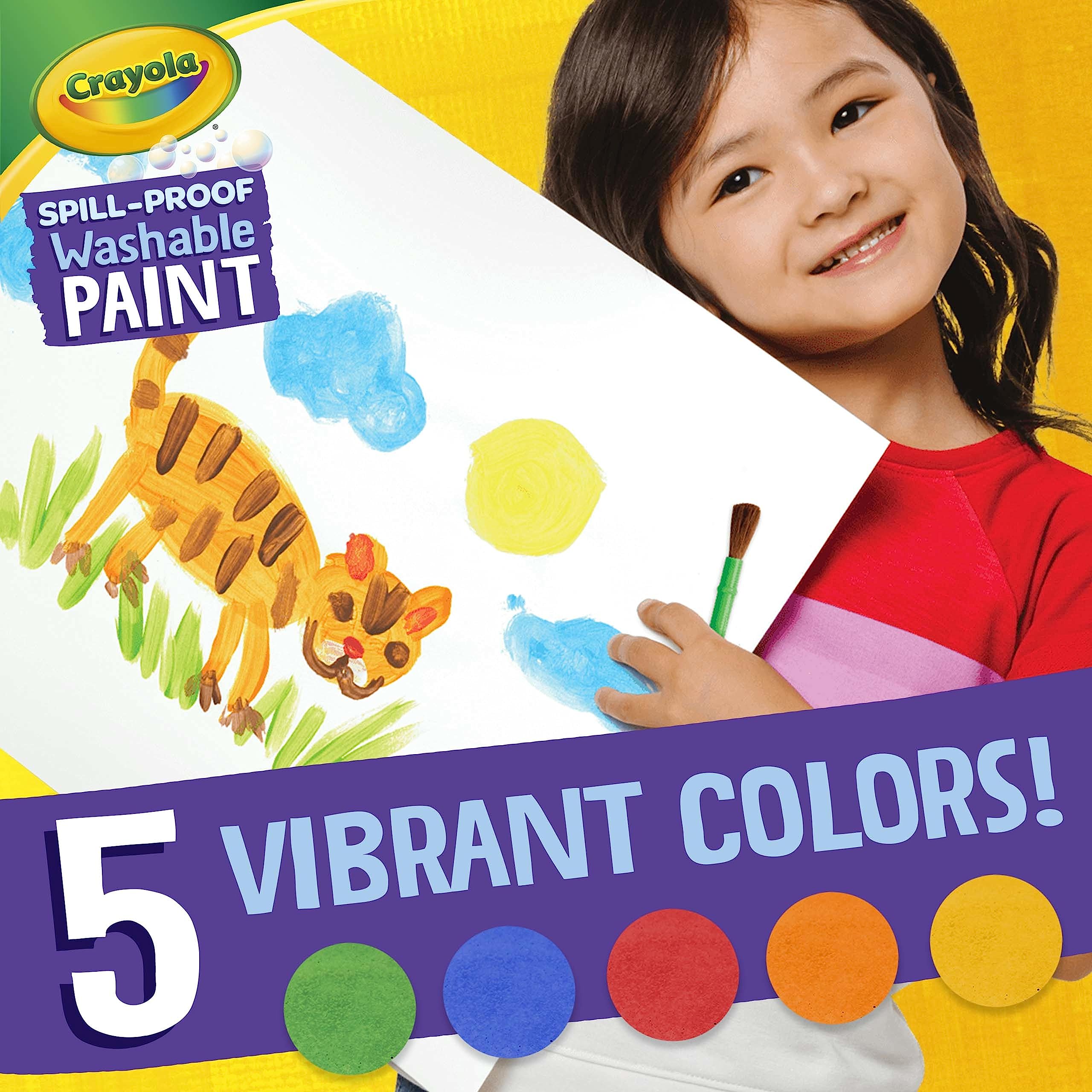 Crayola Spill Proof Paint Set paintbrush in action demonstrates mess-free toddler art.