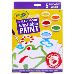 Crayola Spill Proof Paint Set jars close-up shows reusable containers and vibrant colors.