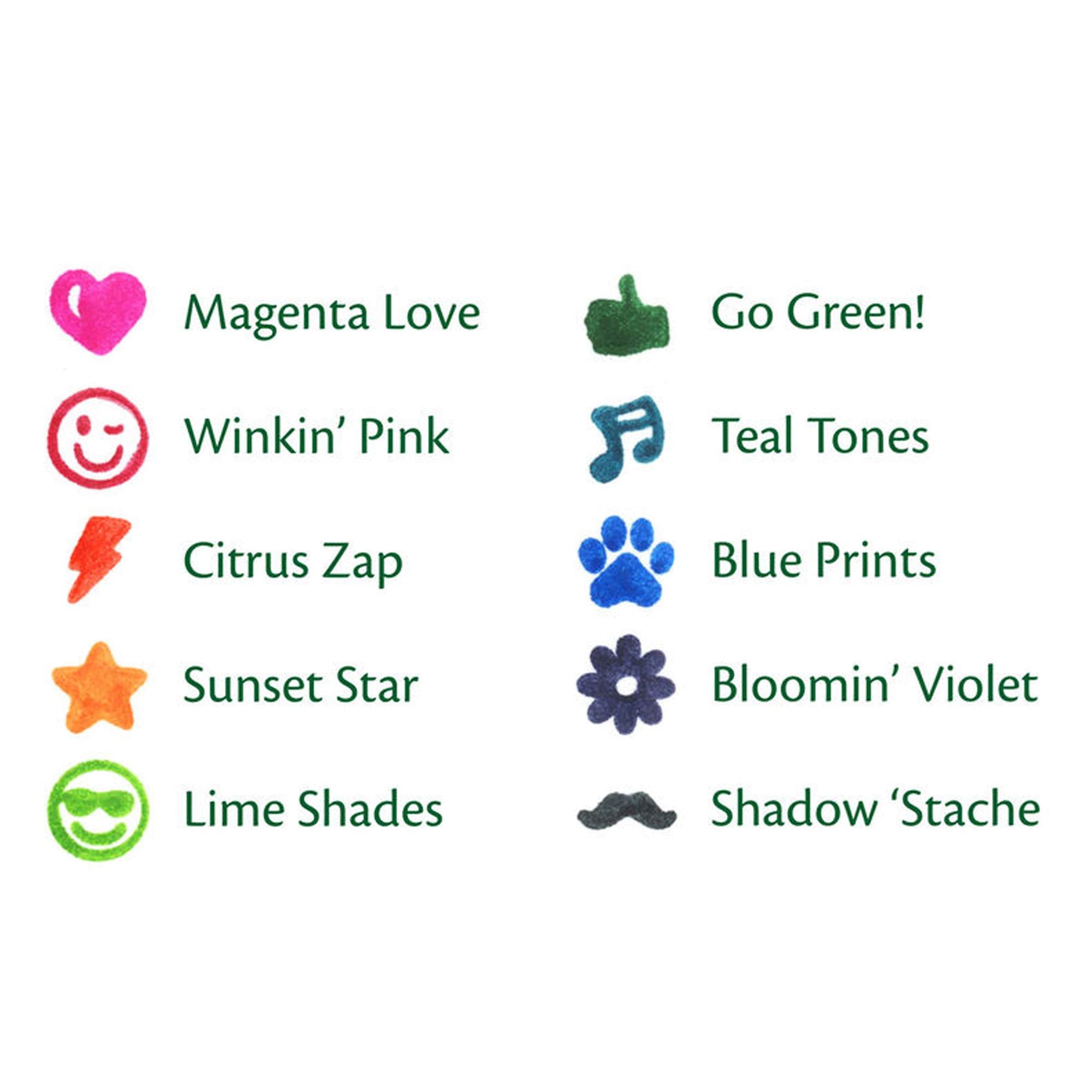 Crayola stamping on paper shows clean result with minimal mess.