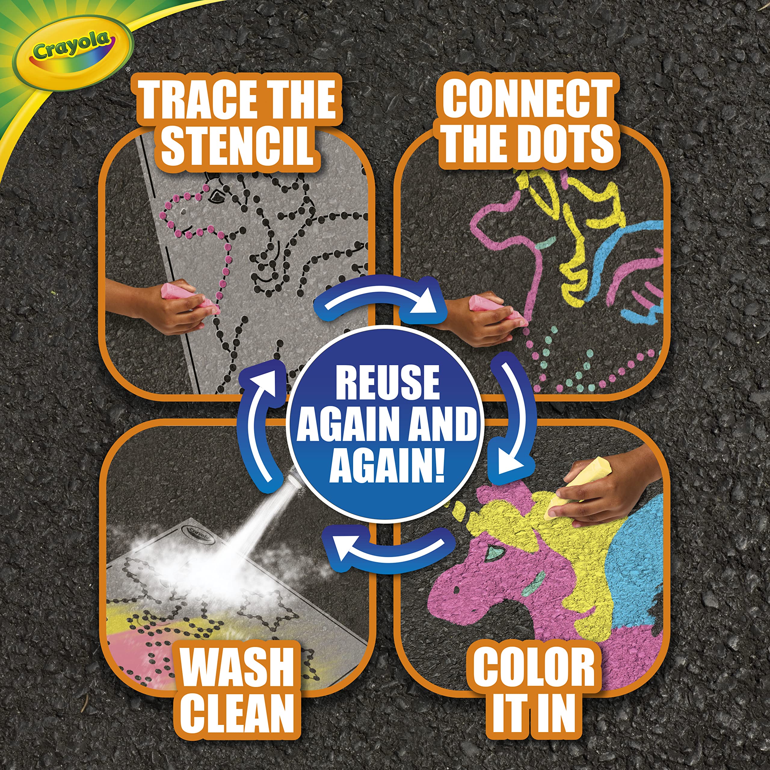 Crayola Super Stencils durable and reusable for repeated outdoor art sessions