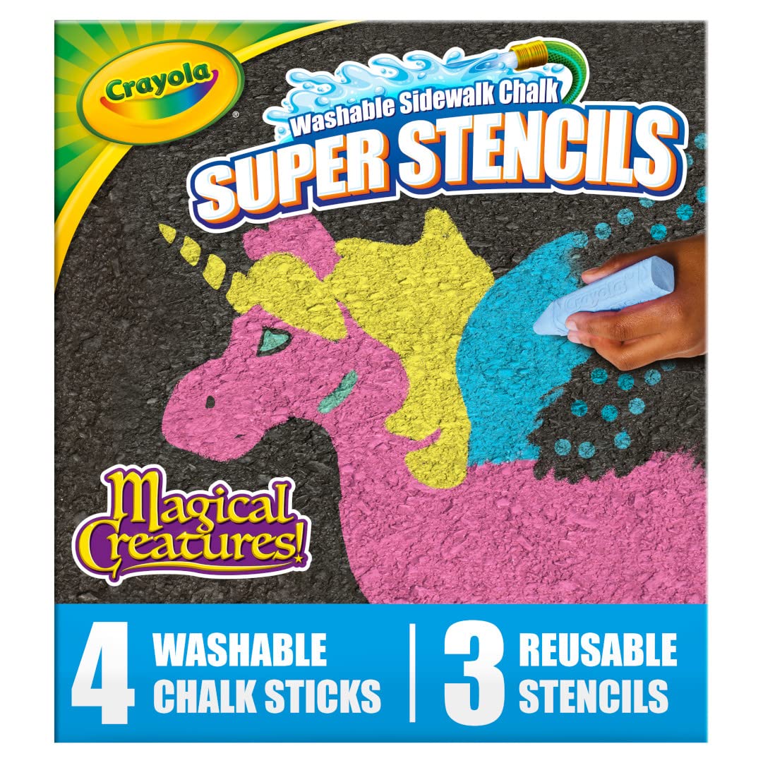 Crayola Super Stencils Unicorn design for easy tracing and vibrant sidewalk art