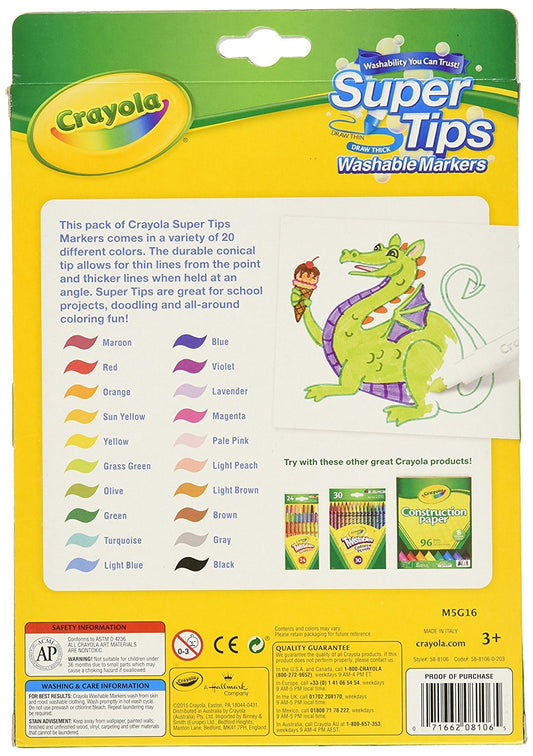 Crayola Super Tips markers in use for coloring and outlining details
