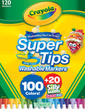 Crayola Super Tips with Silly Scents markers set for vibrant, washable artwork.