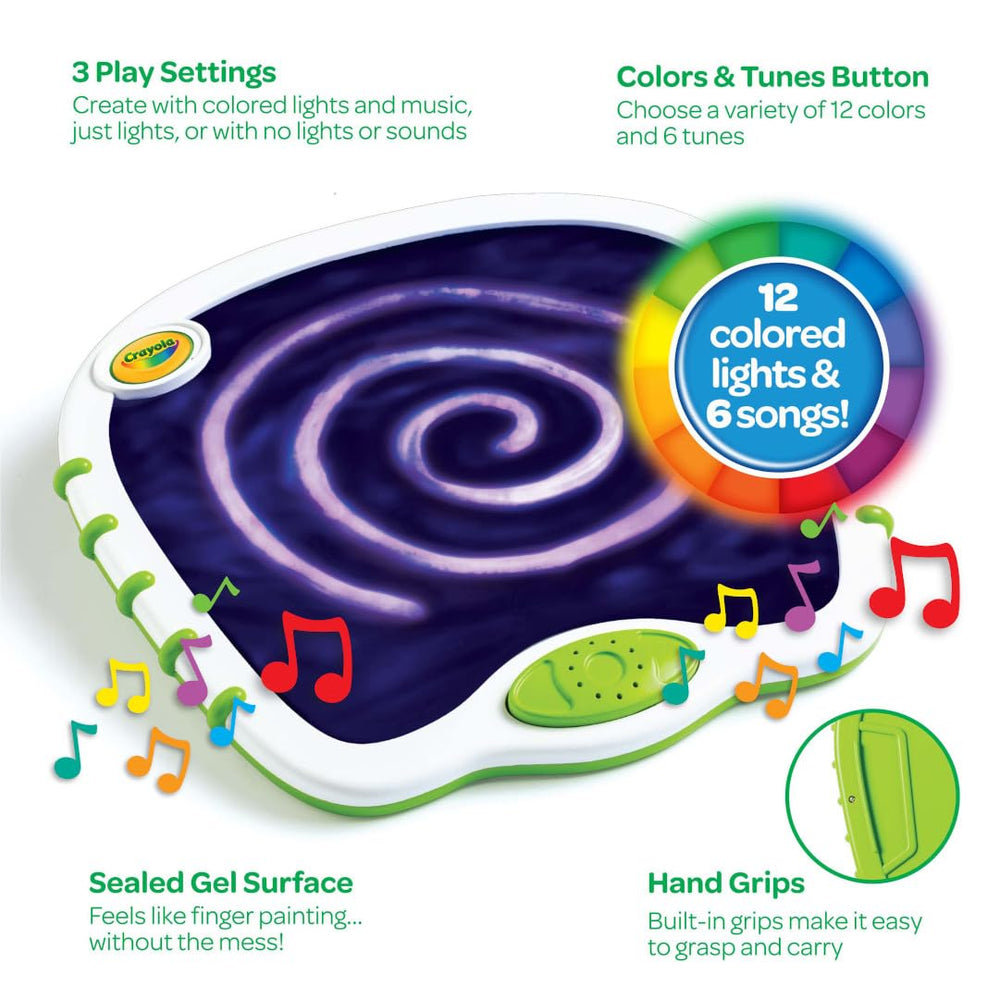 Crayola Toddler Touch Lights mess-free surface supports safe finger painting