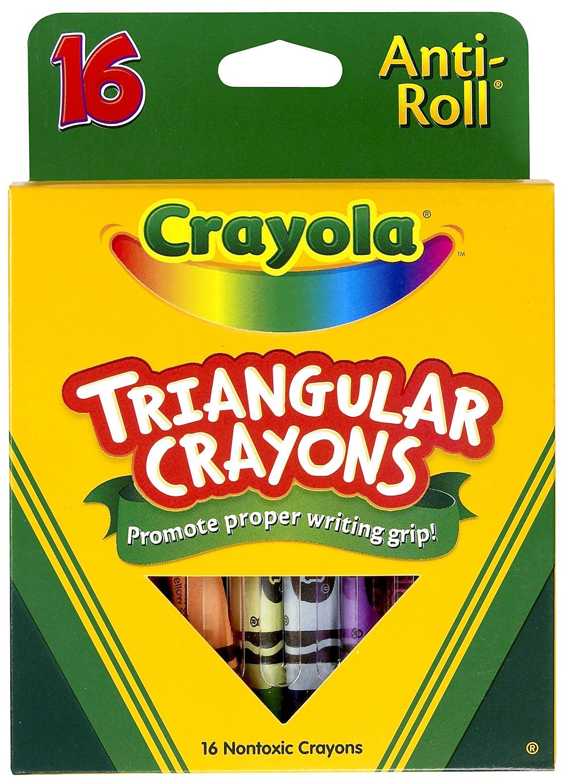 Crayola triangular anti-roll crayons offer an ergonomic grip for young artists.