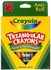 Crayola triangular anti-roll crayons offer an ergonomic grip for young artists.