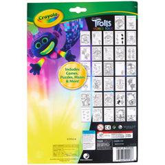 Crayola Trolls World Tour activity pad open – compact layout ideal for travel crafting