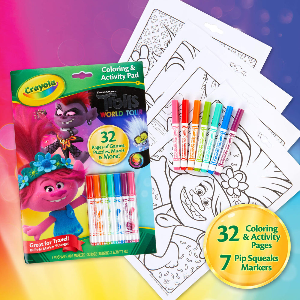Crayola Trolls World Tour coloring pages sample – Trolls-inspired scenes spark imagination