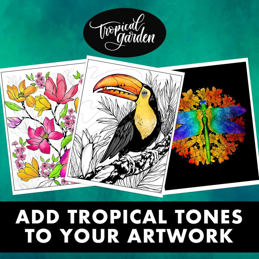Crayola Tropical Garden page highlights lush greens for bold color practice