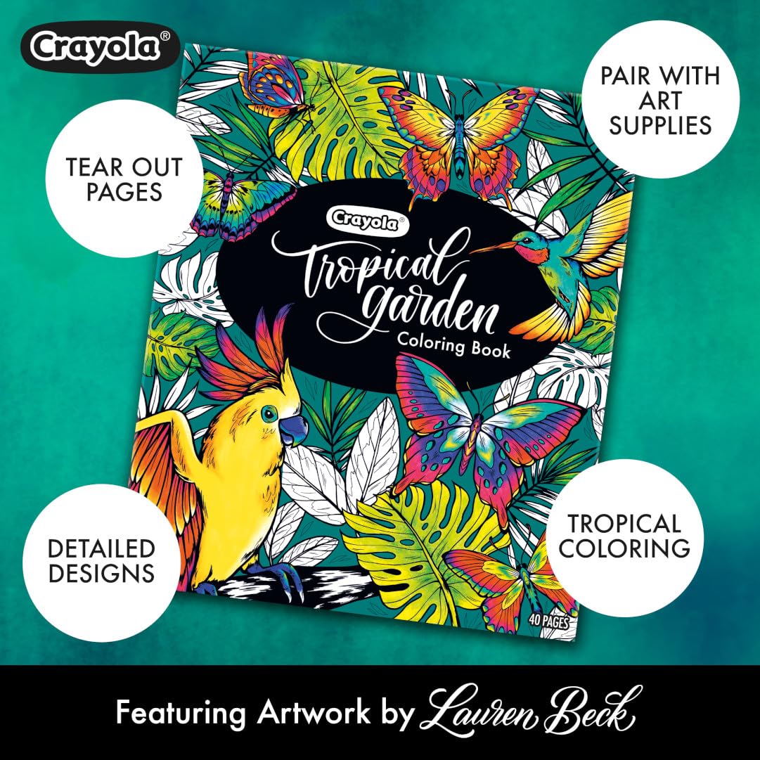Crayola Tropical Garden illustration with perforated pages for easy display