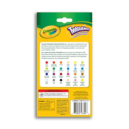 Crayola Twistables clear case shows remaining colors for easy planning.