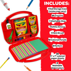 Crayola Ultimate Art Case markers and crayons provide vibrant color options.