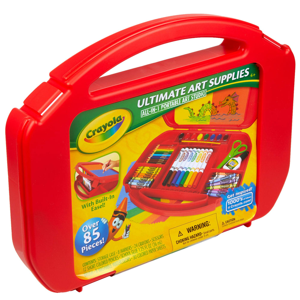 Crayola Ultimate Art Case tabletop easel ready for quick art sessions.