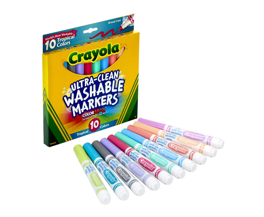 Crayola Ultra Clean Tropical markers bright colors displayed for big projects