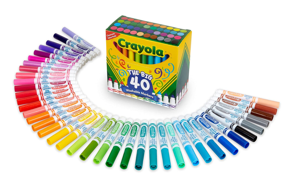 Crayola Ultra Clean Washable Markers 40ct in a multi-color pack for mess-free coloring.