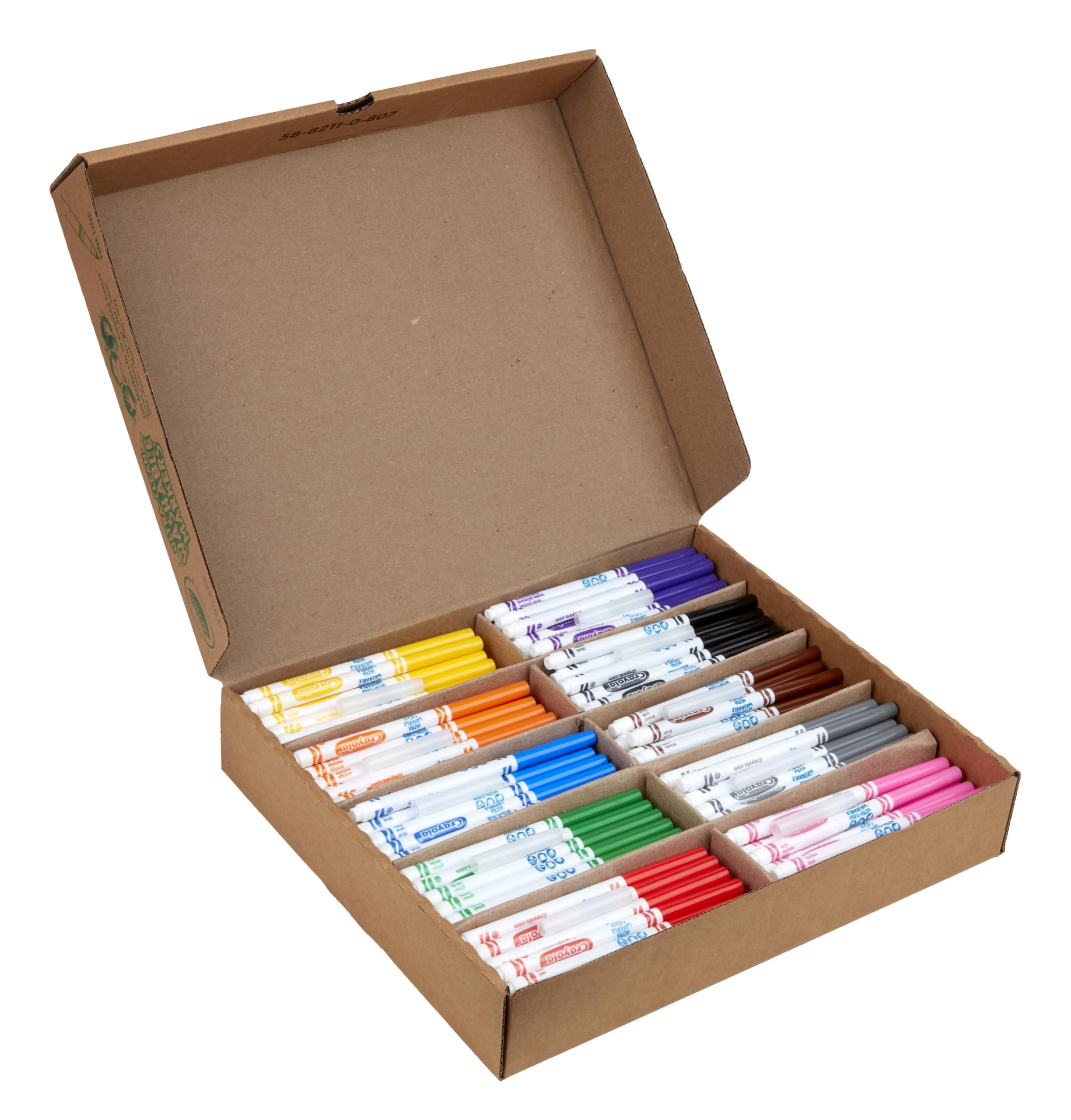 Crayola markers bulk storage box—organized color bins for quick classroom setup