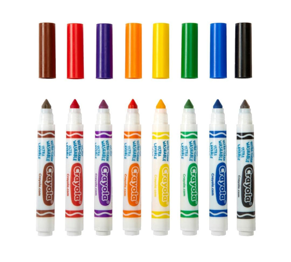 Crayola Ultra-Clean markers wash from skin, walls, and clothing.