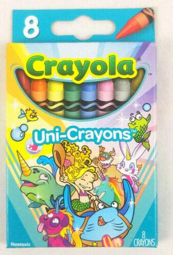 Crayola Uni-Crayons 8 count flip-top box with unicorn colors for imaginative drawing