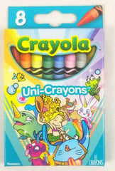 Crayola Uni-Crayons 8 count flip-top box with unicorn colors for imaginative drawing