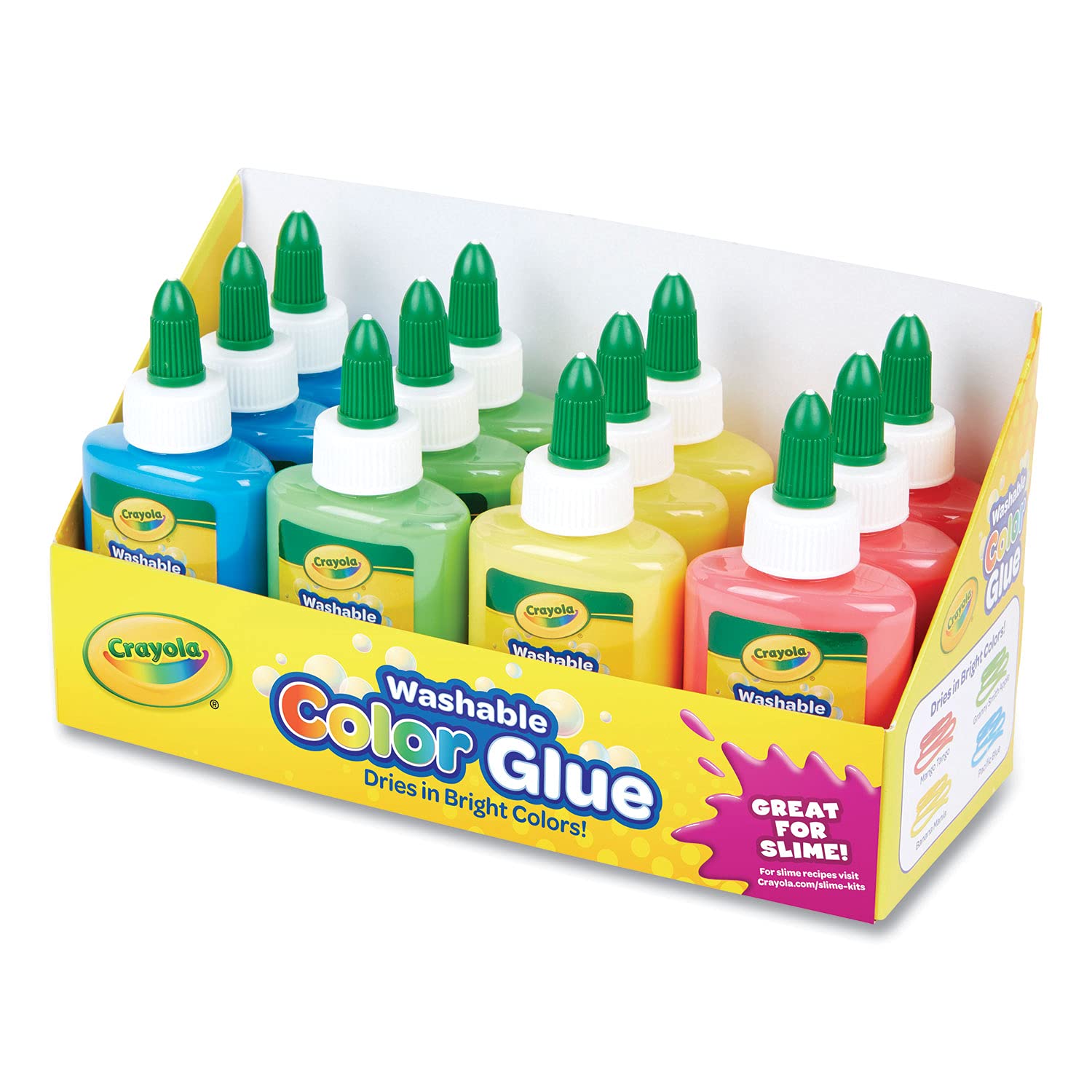Crayola washable color glue tray multicolor for crafts and slime projects.