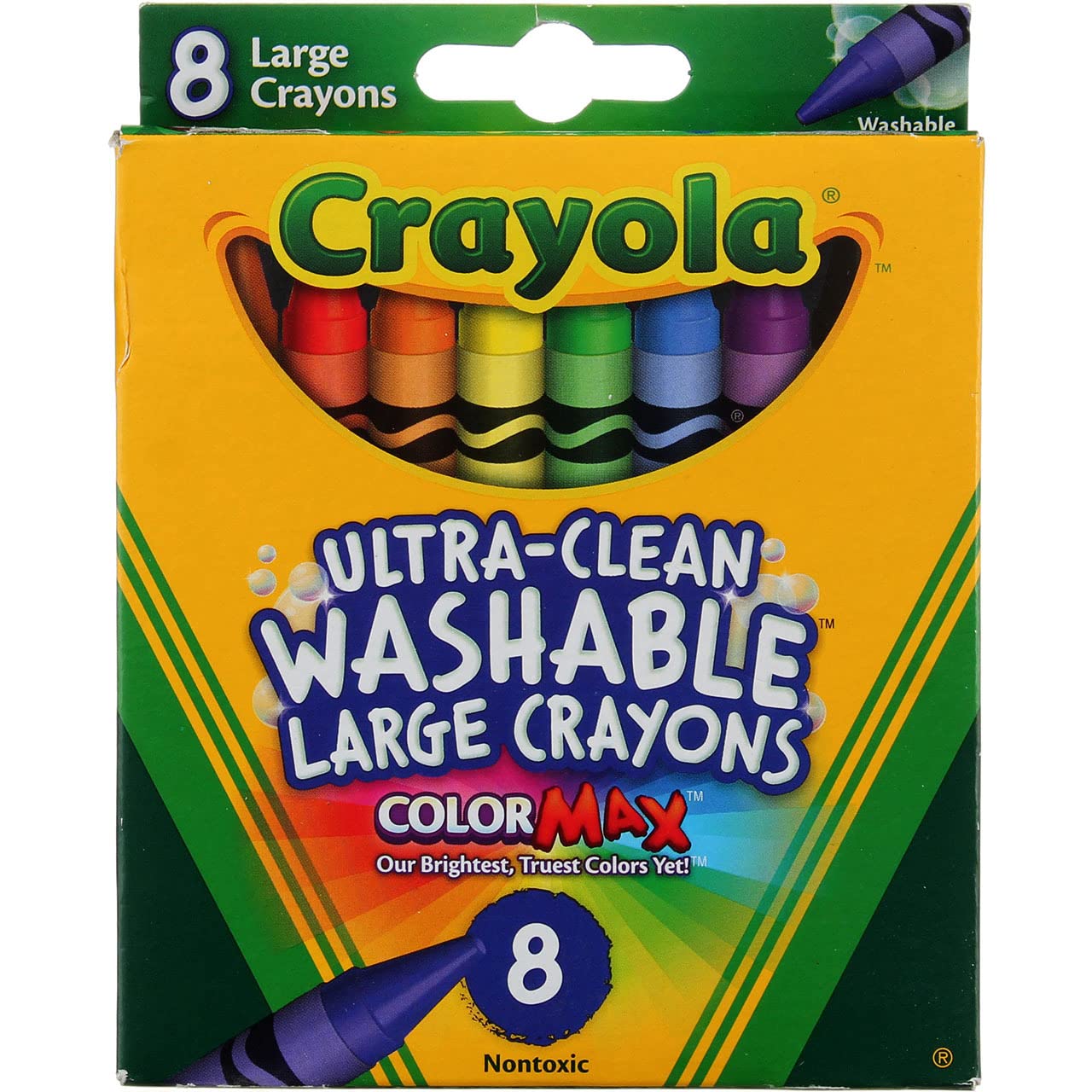 Crayola washable crayons in a large 8-color box, easy cleanup after crafts.