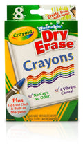 Crayola Washable Dry Erase Crayons in eight colors for doodling on boards