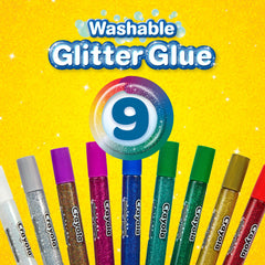 Crayola glitter glue pen in blue-green blends with others for custom shades.