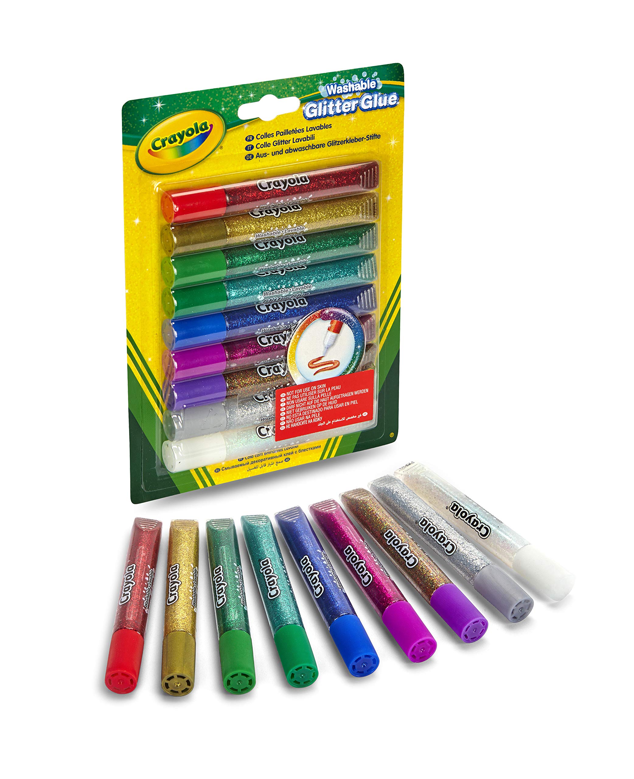 Crayola glitter glue pen in red adds bright sparkle to crafts.
