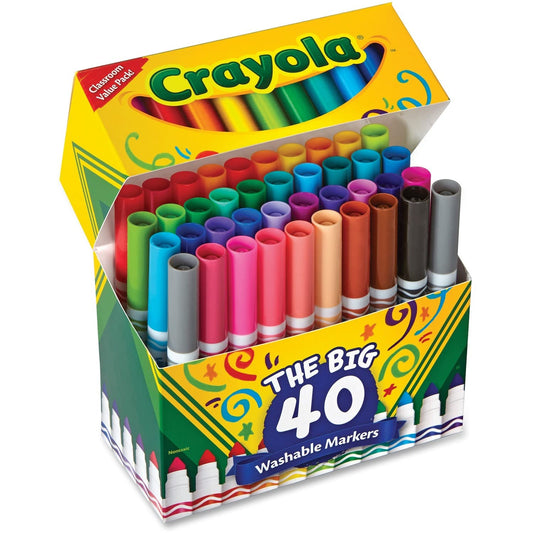 Crayola washable markers broad point set in classic colors for bold artwork and classroom use.