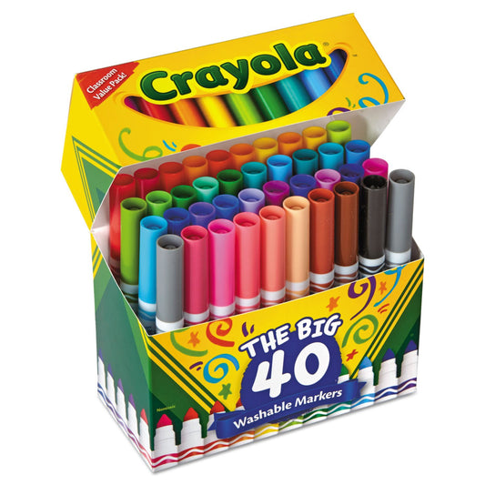 Crayola broad point washable markers ideal for kids' projects with easy cleanup.