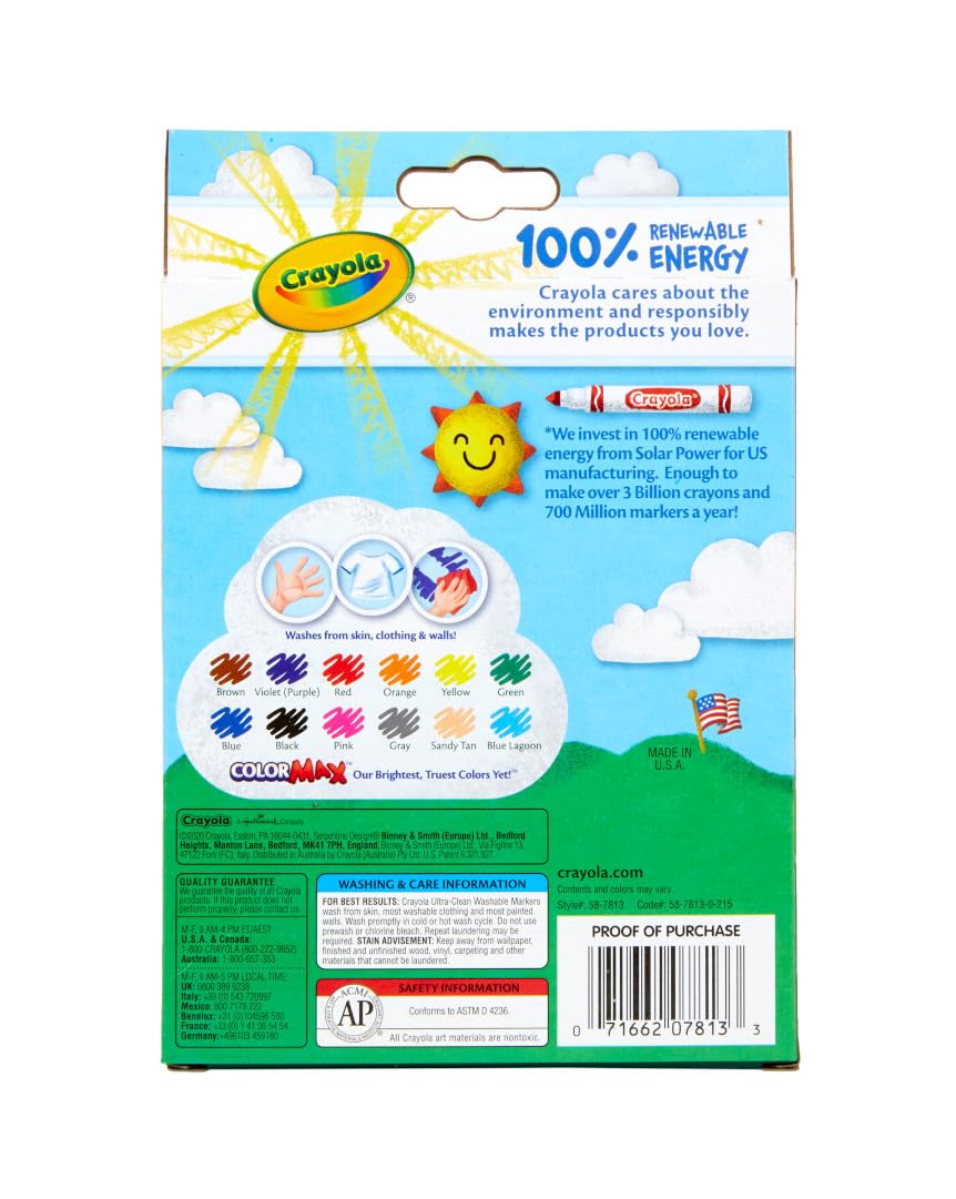 Crayola Ultra Clean markers safe for kids ages 3 and up.