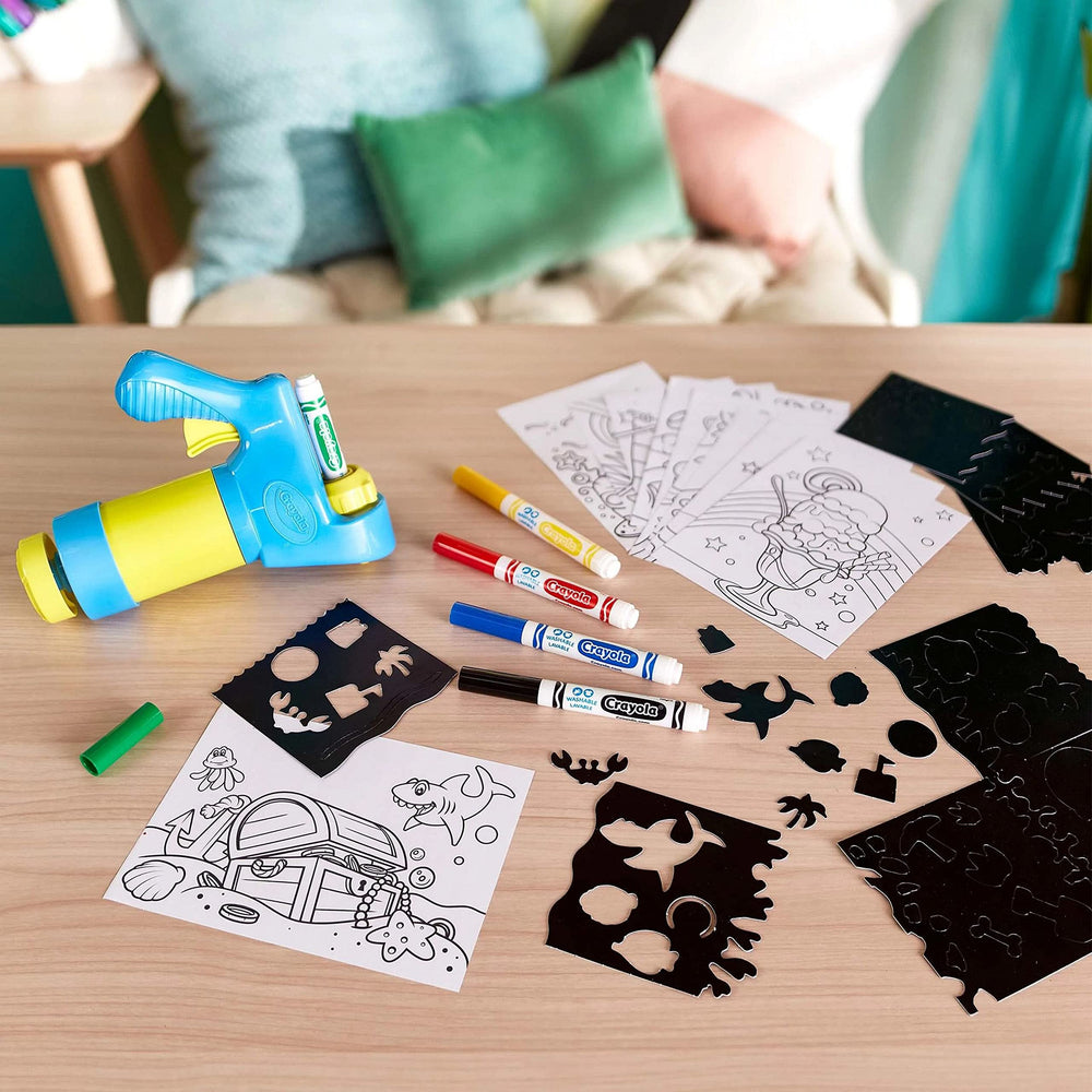 Crayola washable markers close-up highlighting easy cleanup after spray art sessions