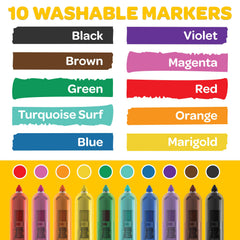 Crayola washable markers clean from skin, walls, and clothes.