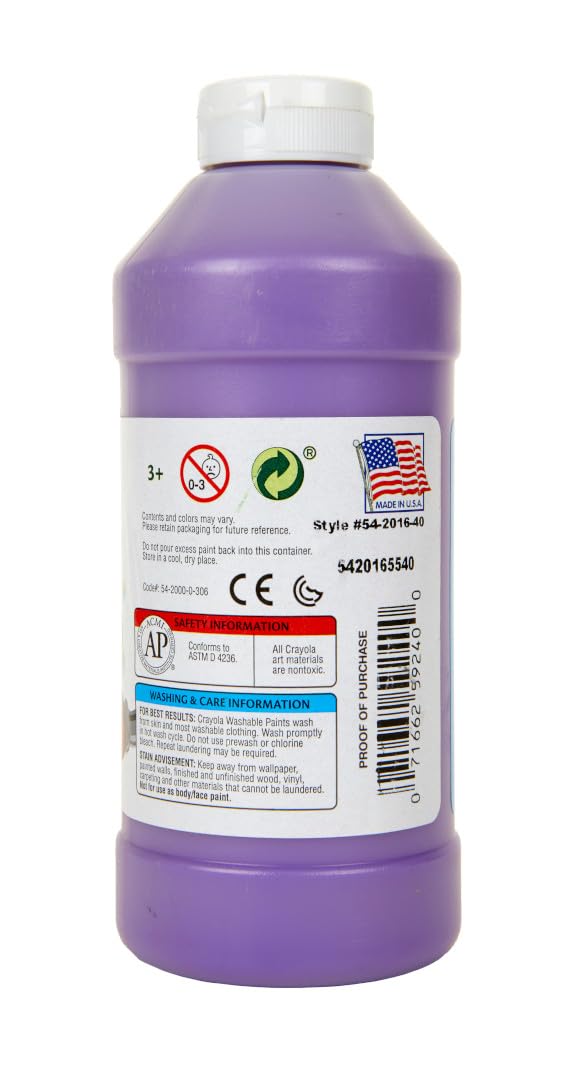Crayola 16oz Violet paint easily washes from skin and fabrics