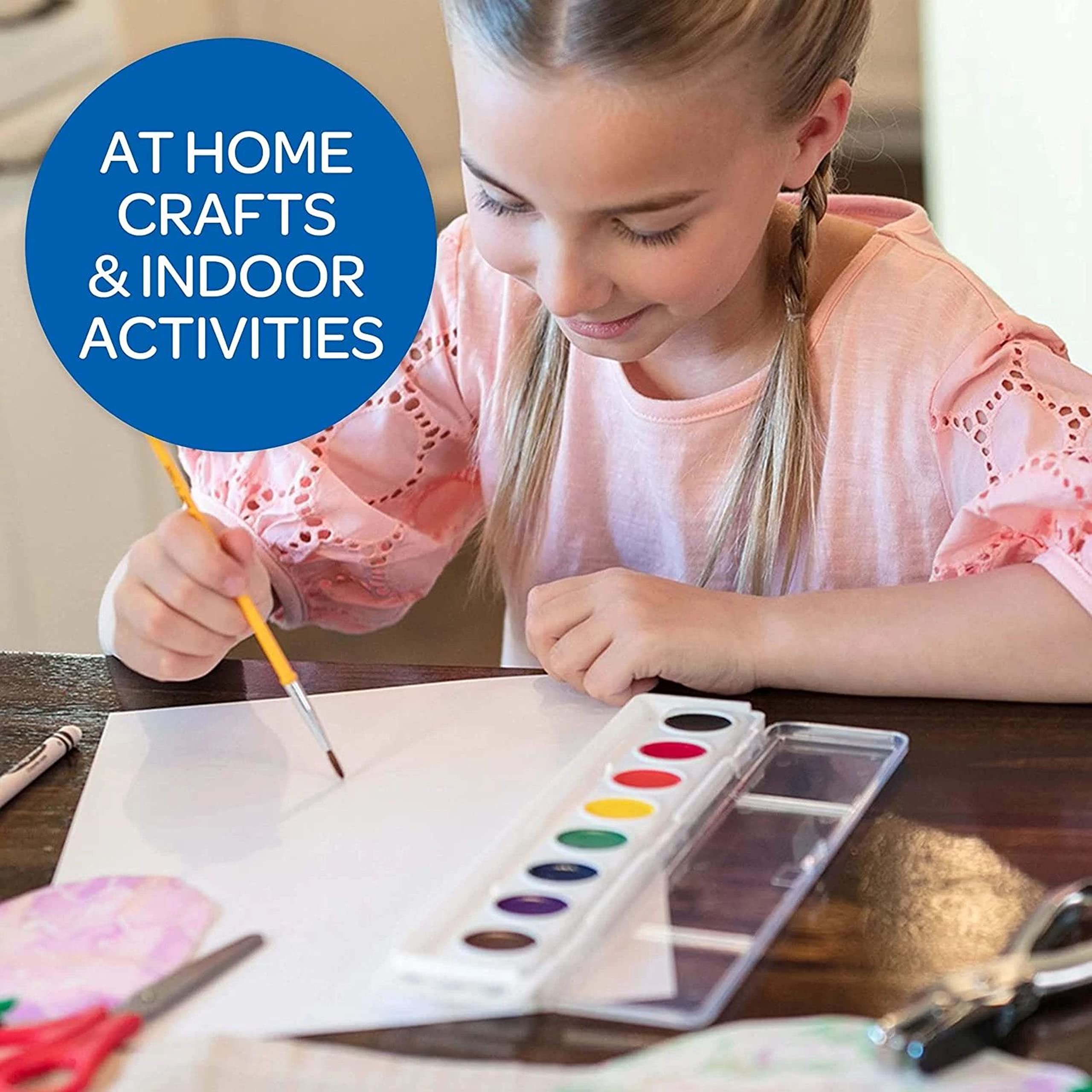 Crayola washable paint easy cleanup from skin and fabrics.
