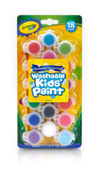 Crayola Washable Paints 18-color pots for vibrant kids' art projects.