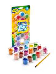 Crayola Washable paints on construction paper for classroom crafts.