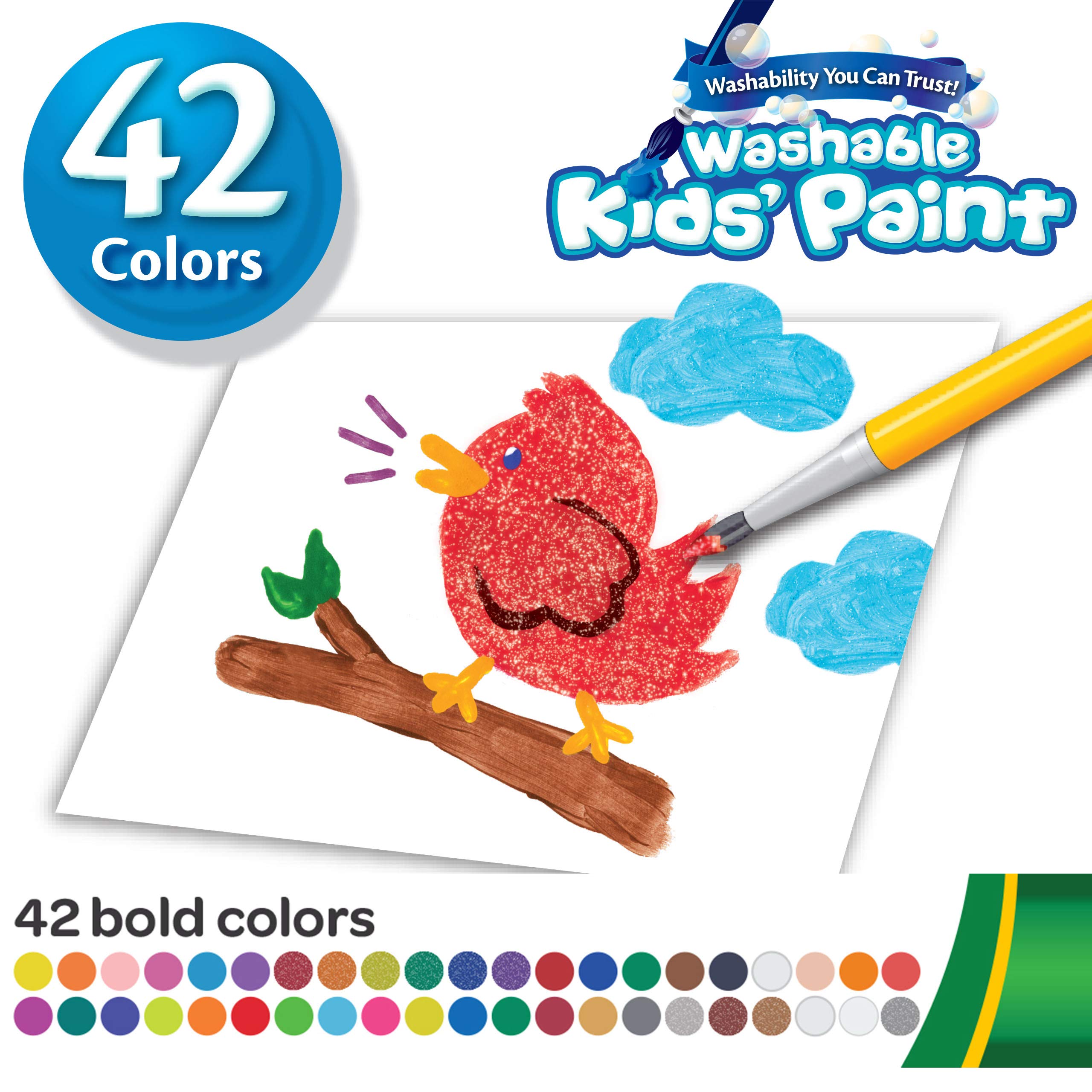 Crayola washable paints protect clothing while simplifying cleanup after messy projects.
