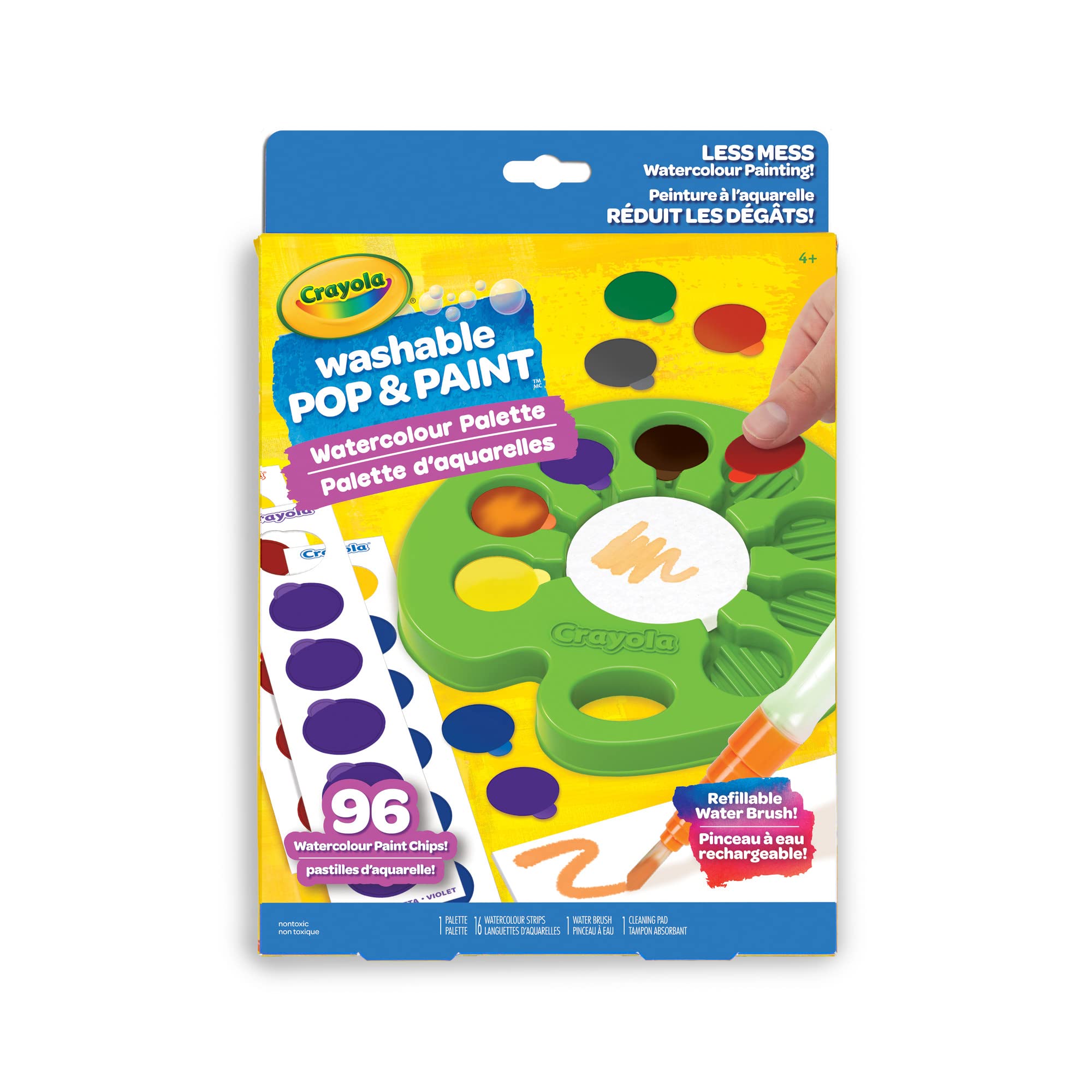 Crayola Washable Pop & Paint watercolour palette with 96 chips for mess-free painting