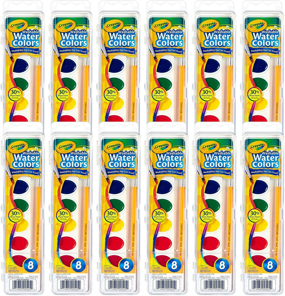 Crayola washable watercolor 12-set bulk pack for classrooms and group projects.