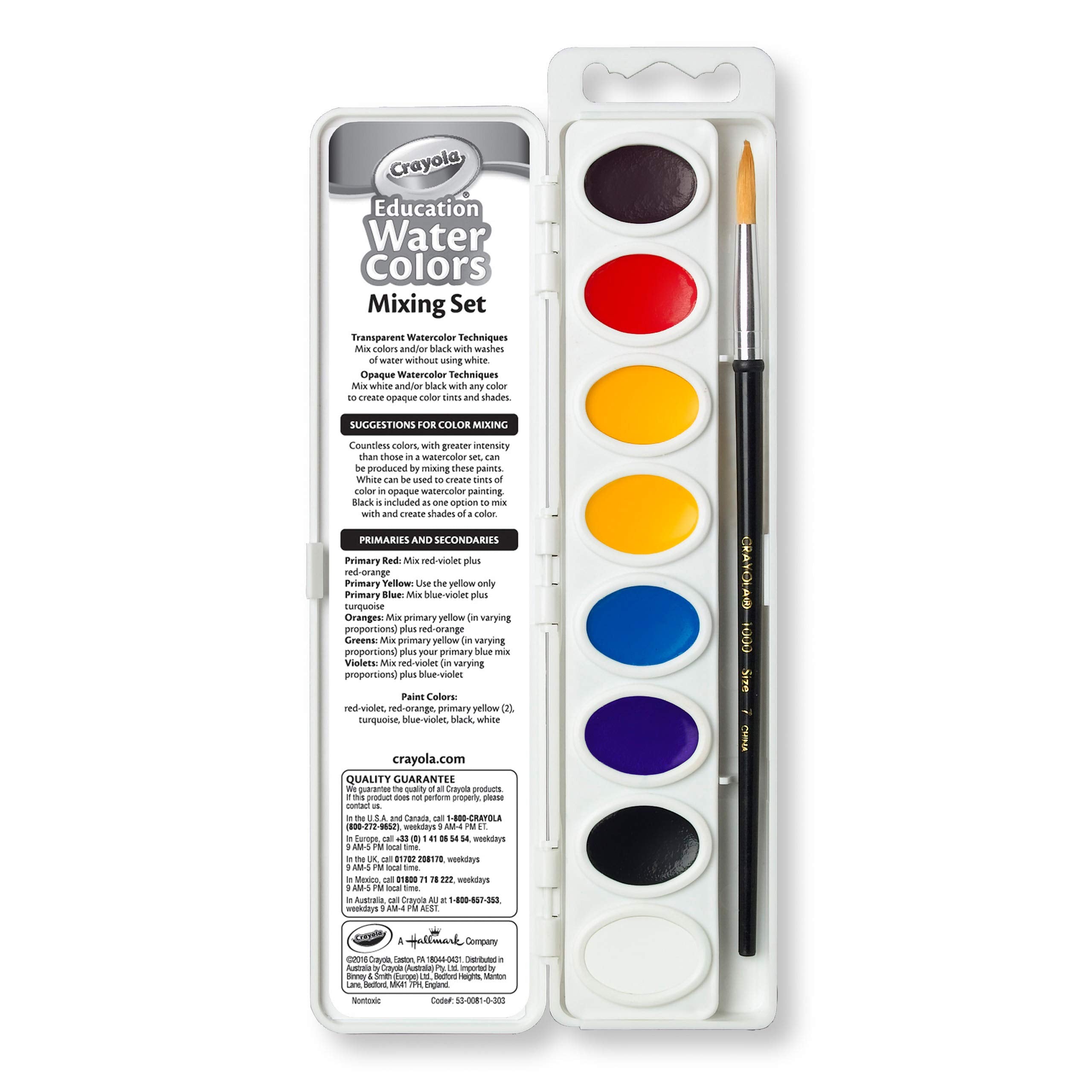 Crayola 8-color watercolor pans offering vibrant, blendable color options.