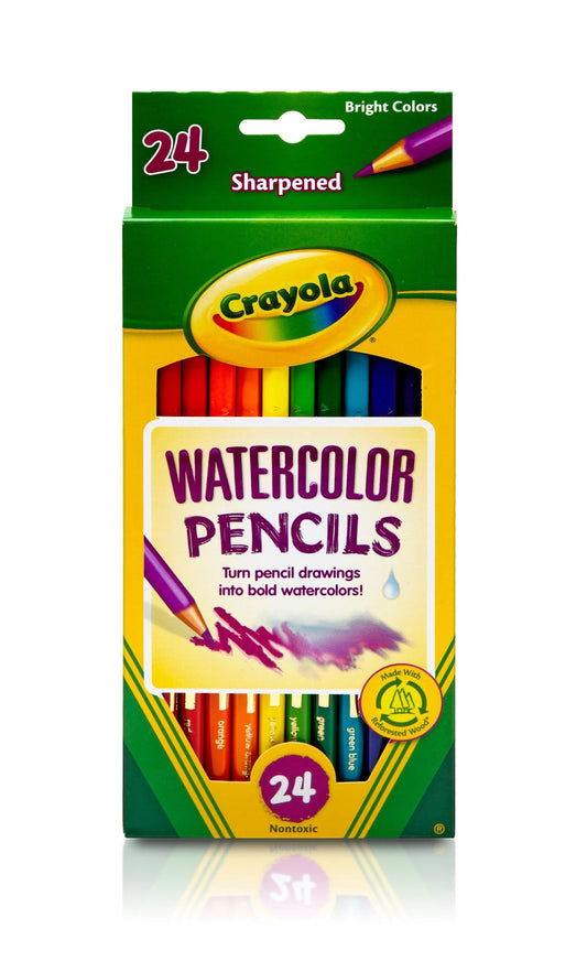 Crayola Watercolor Pencils 24ct box, ready-to-use for vibrant art.
